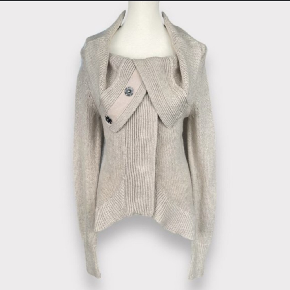 Moda International Cream Cowl Neck Sweater Asymmetrical Design